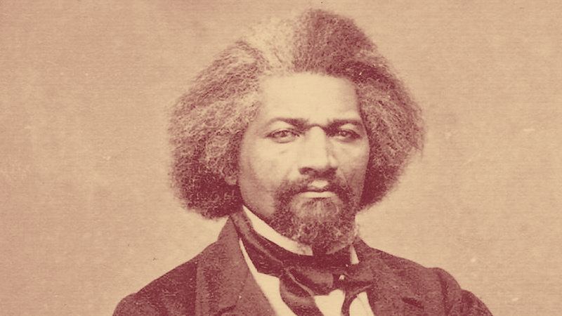 Engraved portrait of Frederick Douglass.